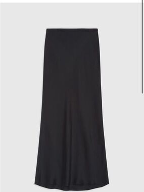 Annie Bing - 100% Silk Black Midi Slip Skirt